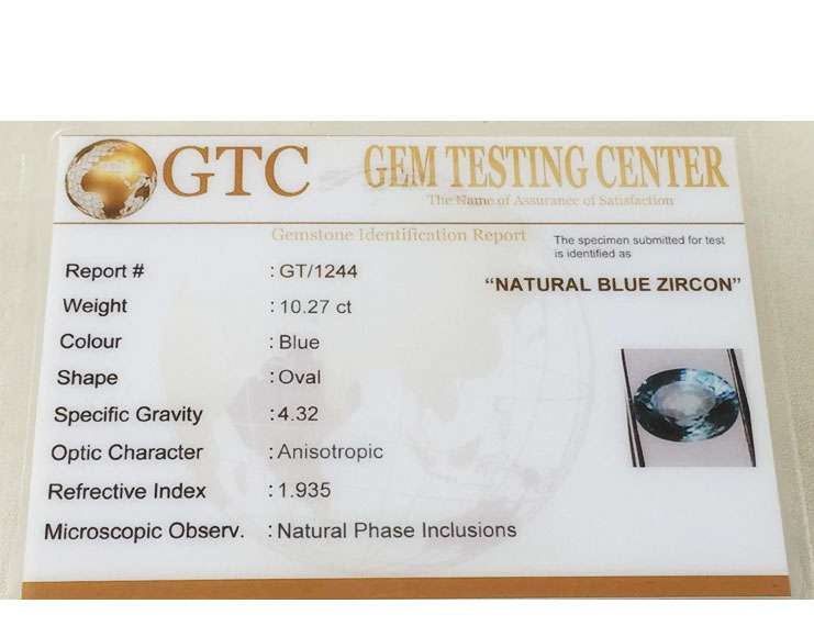 11.50 ratti (10.27 ct) Natural Blue Zircon